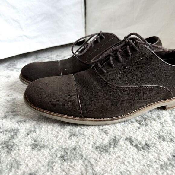 John Varvatos Dark Brown Suede Cap Toe Lace Tie Rubber Sole Oxford Shoe 10.5 main image 7